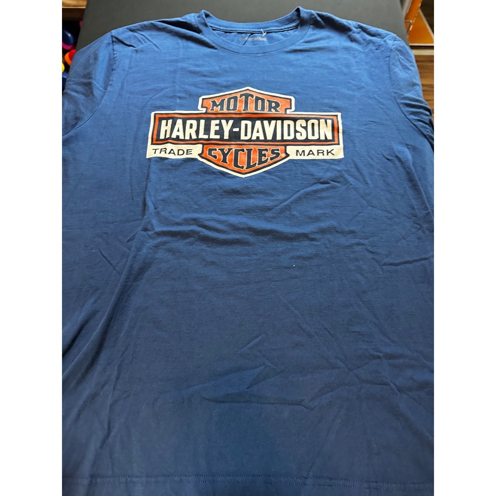 Harley-Davidson Blue Graphic T-Shirt Bar and Shield Logo Mens XL
